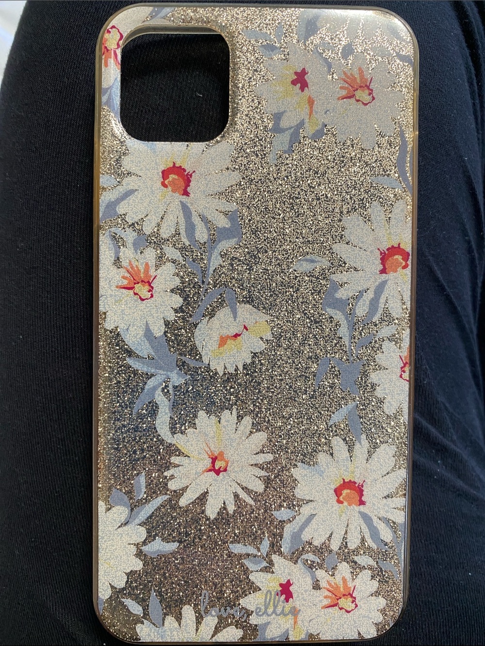 Glitter Daisy Floral Phone Case - White & Gold Sparkle